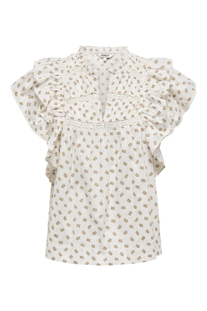 Only - Onllele Capsl Frill Top 15352500 - 4852829 - Cloud Dancer Kelp Flower