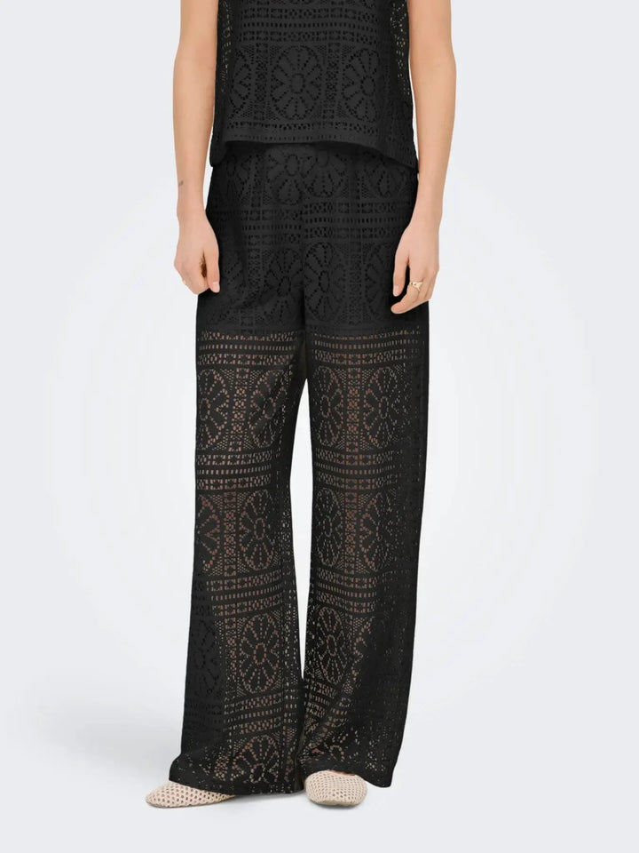 Only - Onllian Lace Wide Pants - 5045335 Black Bukser 