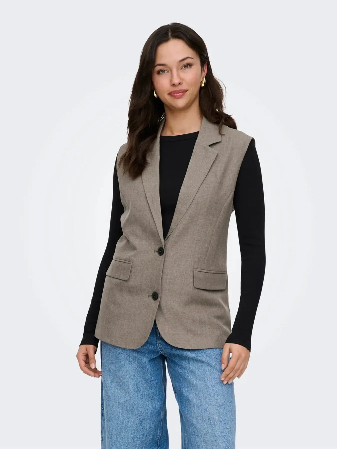 Only - Onllinda S/L Mel Oversize Waistcoat Tlr - 5090457 Major Brown Melange Veste 