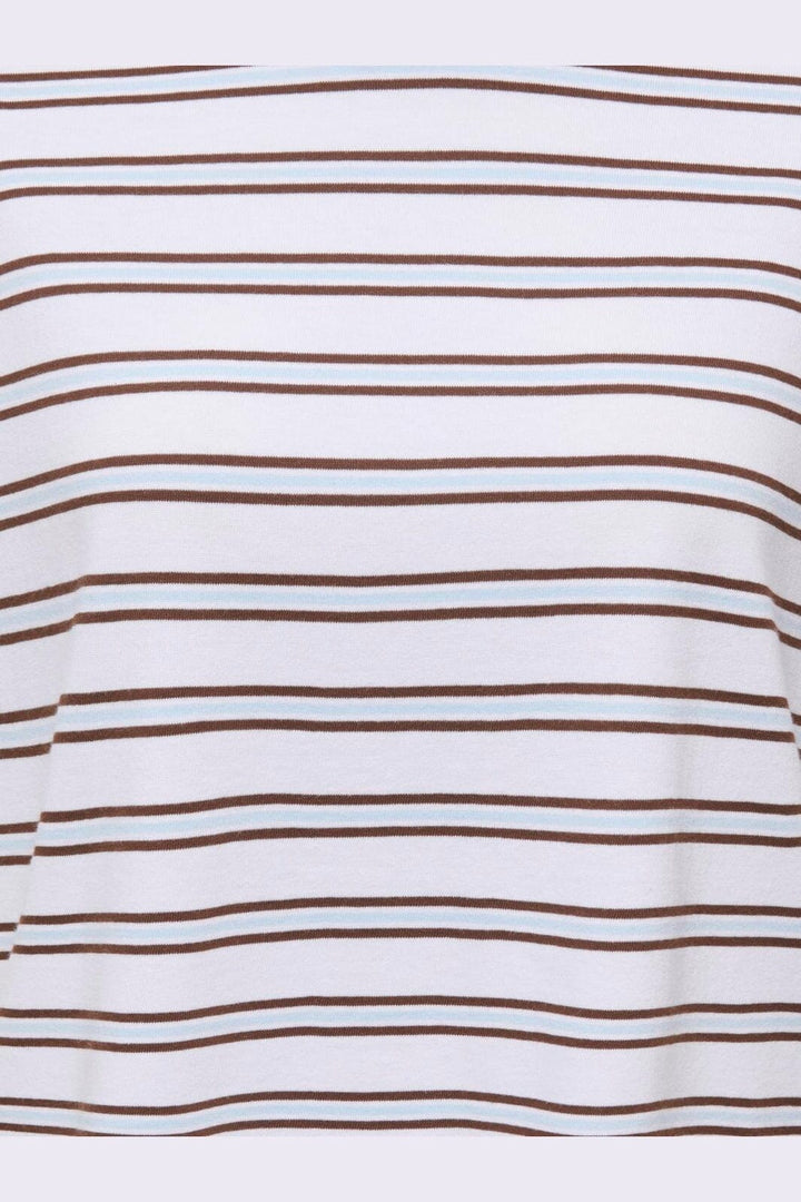Only - Onllisa Stripe S/S Top - 5190513 Cloud Dancer Blue / Brown Stripes