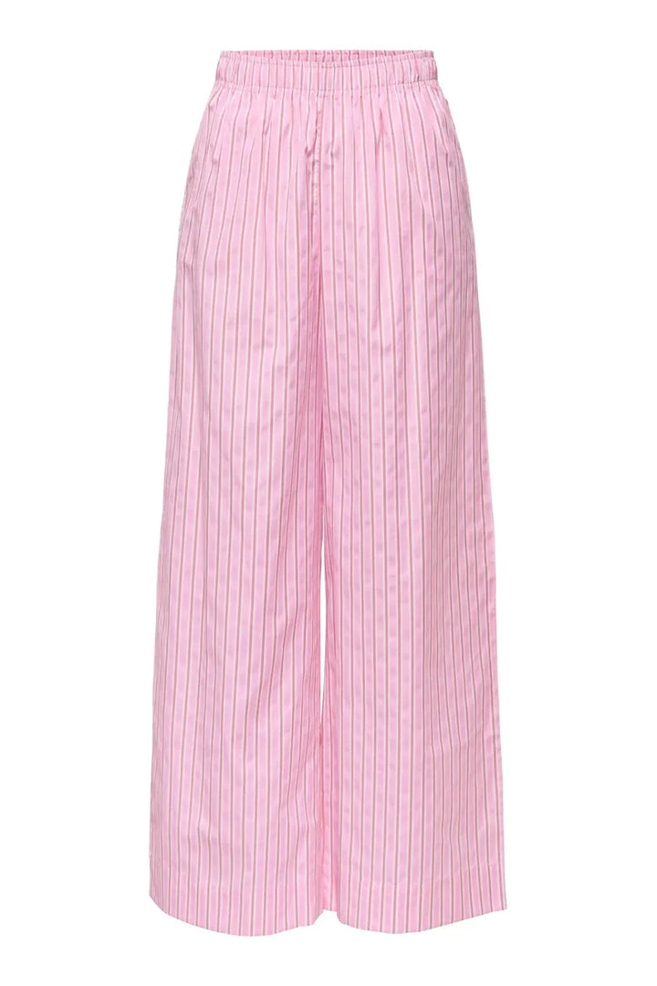 Only - Onlloris Striped Wide Pull Up Pants - 4988487 Lilac Sachet Spiced Apple Bukser 