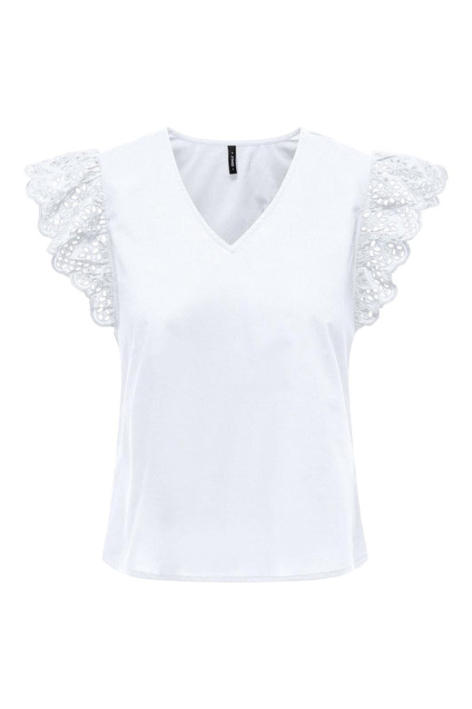 Only - Onllou Life Emb S/S Frill Top - 4428001 Bright White