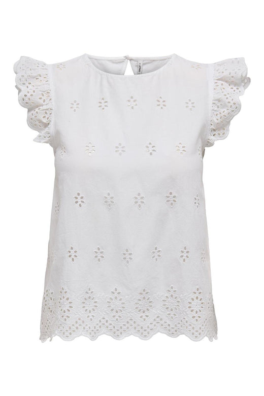 Only - Onllou Life Emb S/S Open Back Top - 4689283 Bright White