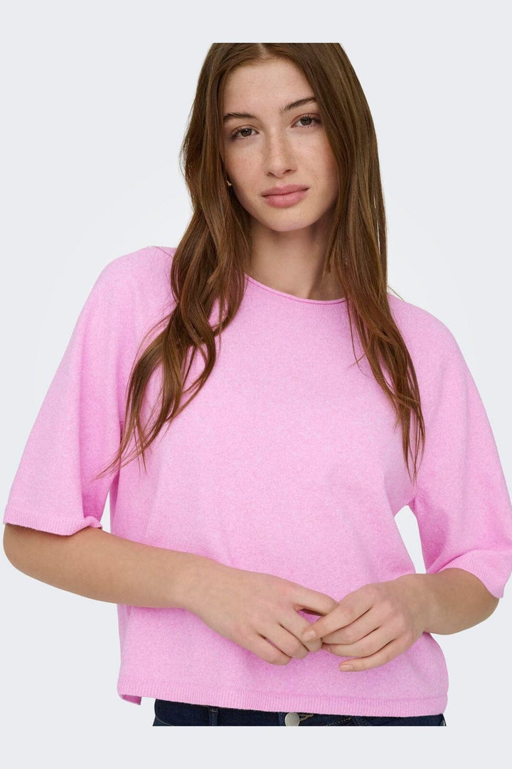 Only - Onlloyal 2/4 O-Neck Knt - 4983477 Super Pink Melange
