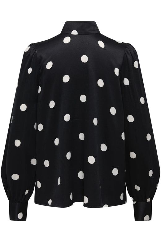 Only - Onllydia L/S Satin Bow Shirt - 4990930 Black White Dots