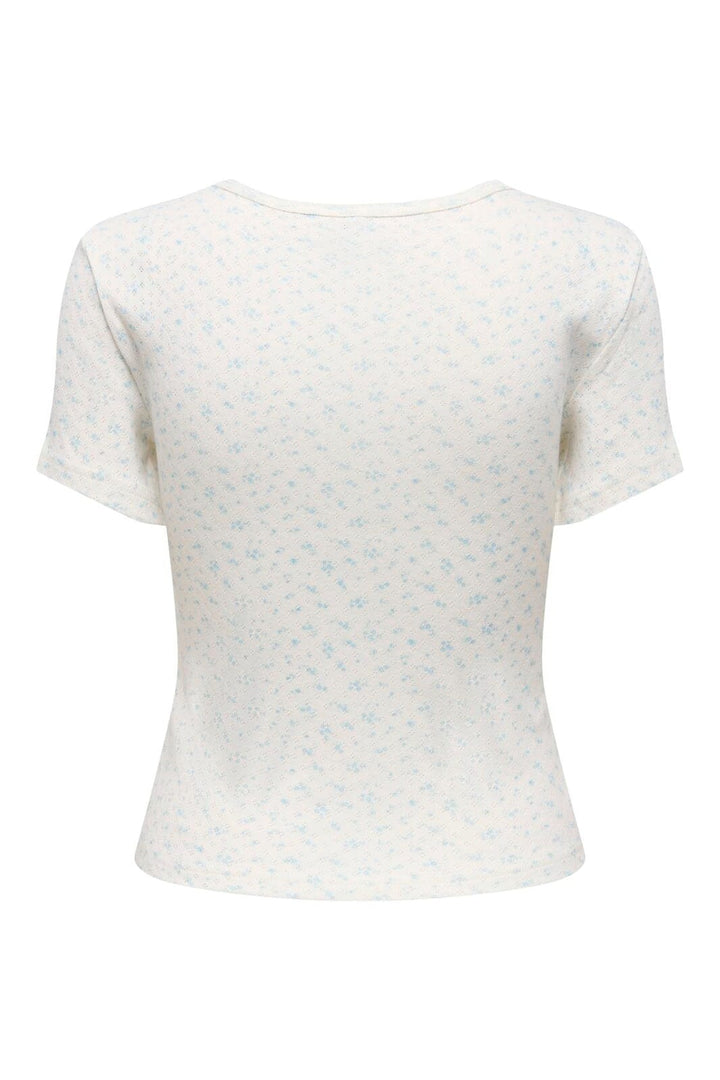 Only - Onlmadison S/S O-Neck Baby Tee - 4969625 Cloud Dancer Gry Flower Winter Sky