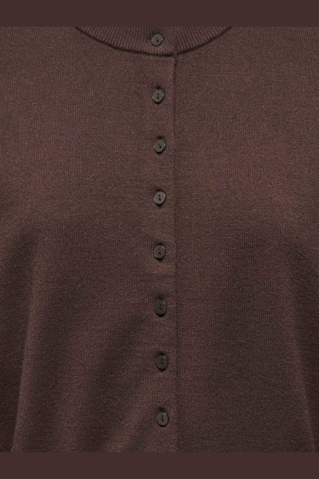 Only - Onlmio Ls O-Neck Button Cardiga Knt - 5052264 Seal Brown Dtm Buttons
