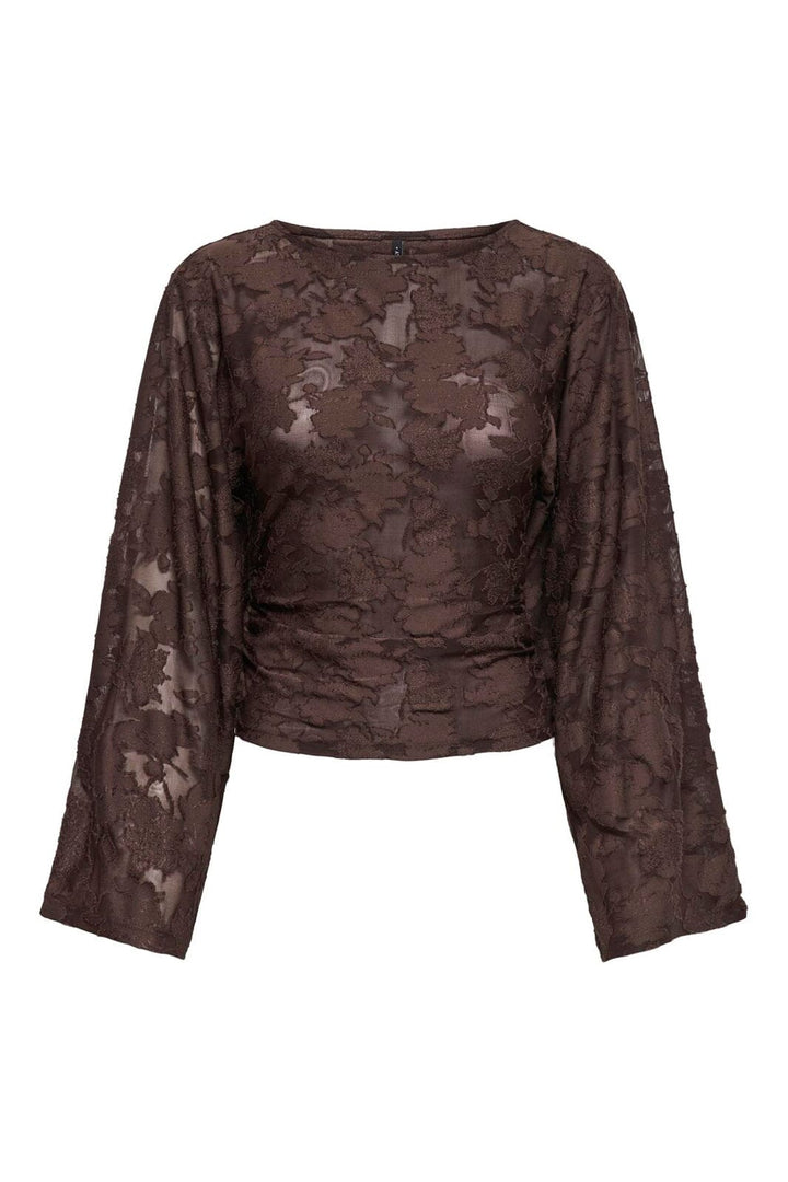 Only - Onlnadia L/S Ruching Top - 5116733 Coffee Bean