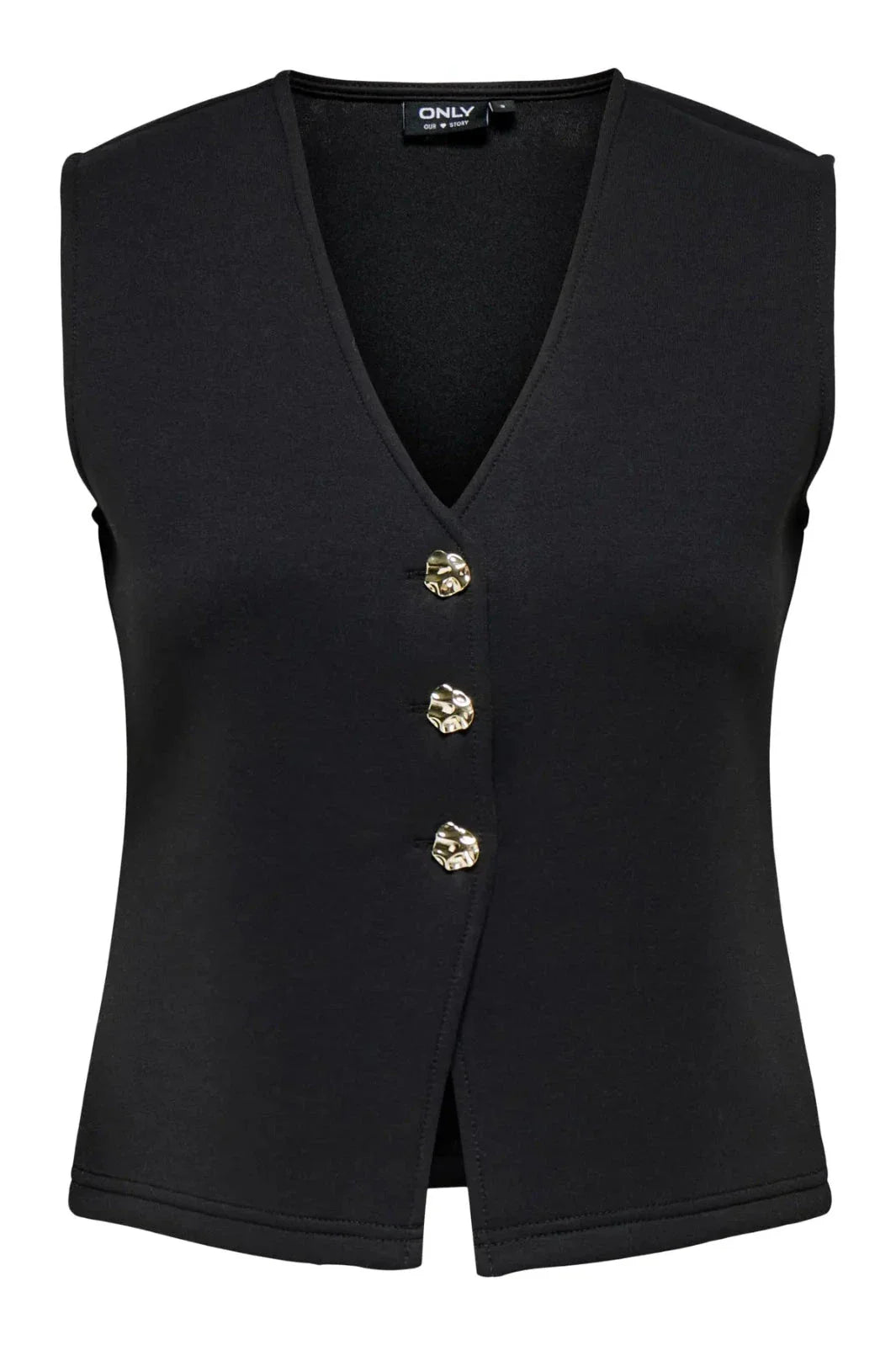 Only - Onlnaomi S/L Vest Swt - 4912054 Black Gold Buttons Veste 