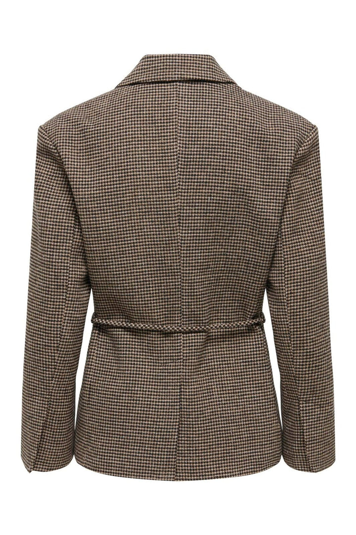 Only - Onlnella L/S Belt Check Blazer Cc Tlr - 5044953 Cornstalk Tobacco Brown/Black/Surf The Web
