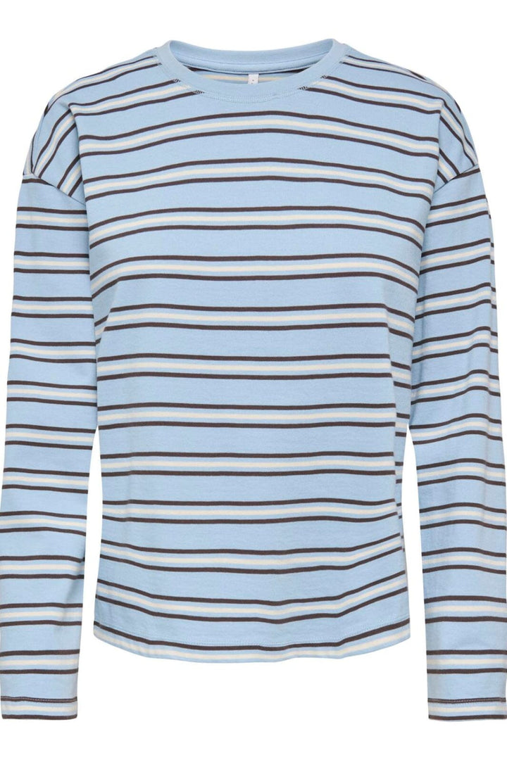 Only - Onlnew Soph L/S O-Neck Top Box - 5094616 Soft Chambray Black Coffee + Birch (Ane) Bluser 