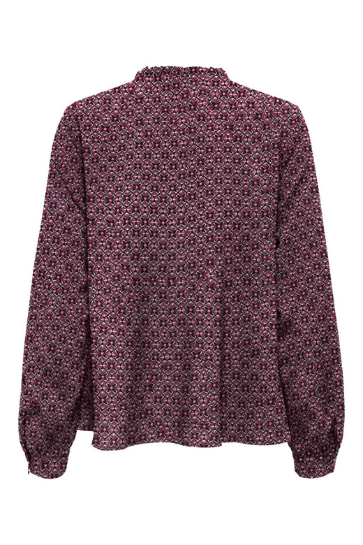 Only - Onlnova Life Vis L/S Monica Top - 4855005 Cabernet 705 Graphic Ivy Toppe 