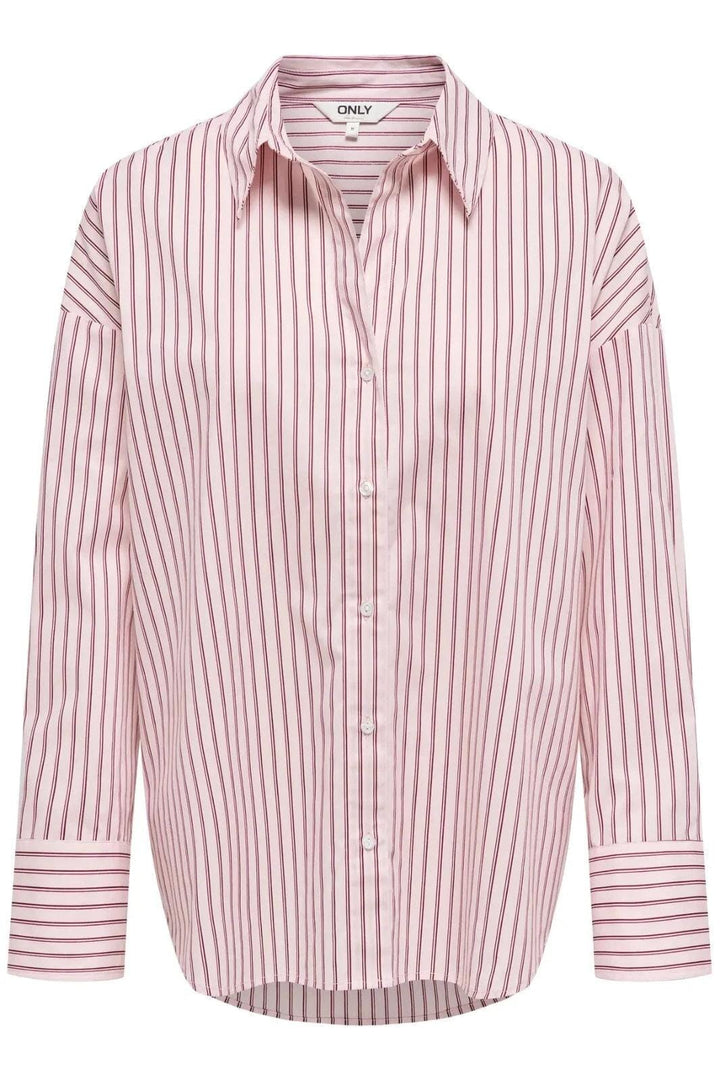 Only - Onloregon Alva Ls Reg Shirt - 5012928 Fuchsia Pink Bordeaux+White Skjorter 