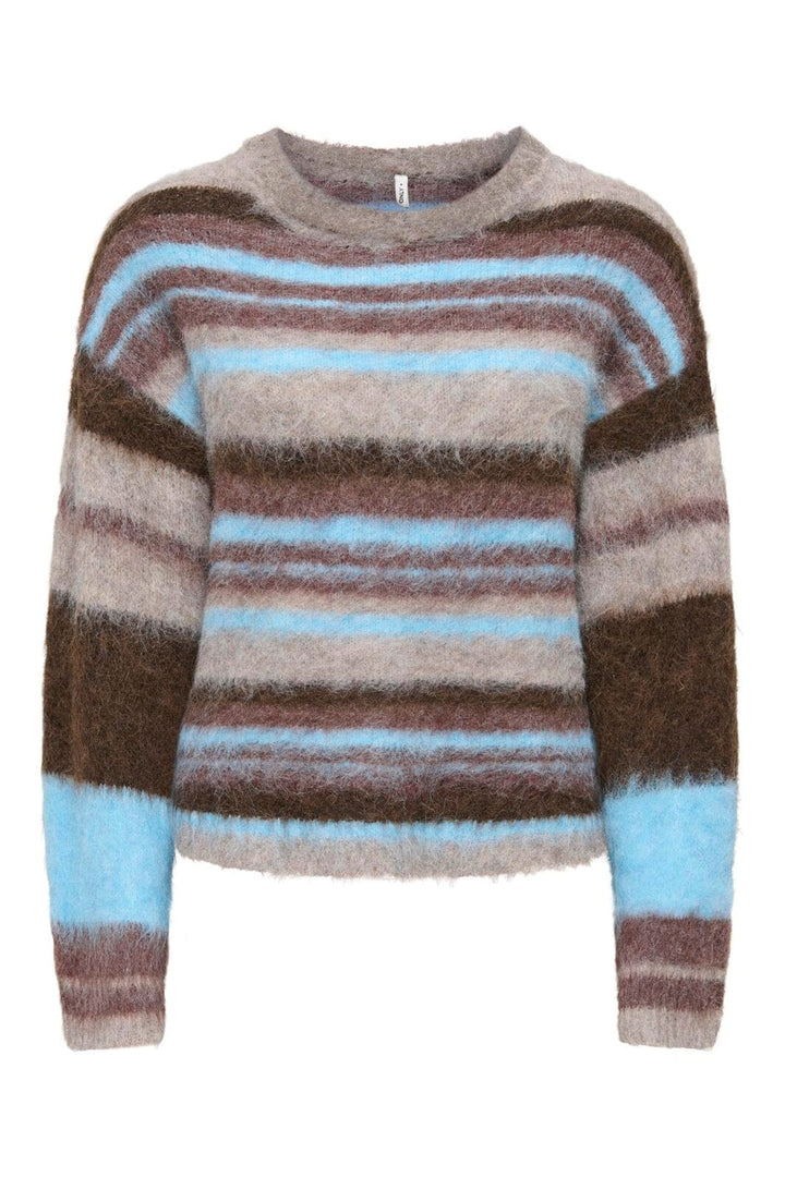 Only - Onlperil Ls O-Neck Cc Knt - 5101279 Taupe Gray Block/Coffee B/Decad C/Blissf B/Mel
