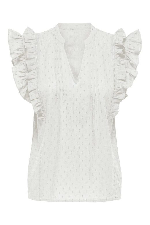 Only - Onlraina S/L V-Neck Ruffle Top Ox - 4925991 Cloud Dancer