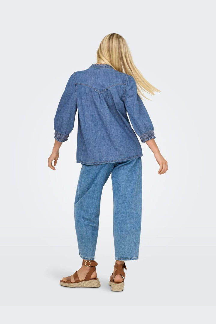 Only - Onlraya 3/4 Shirt Akm - 4850545 Medium Blue Denim