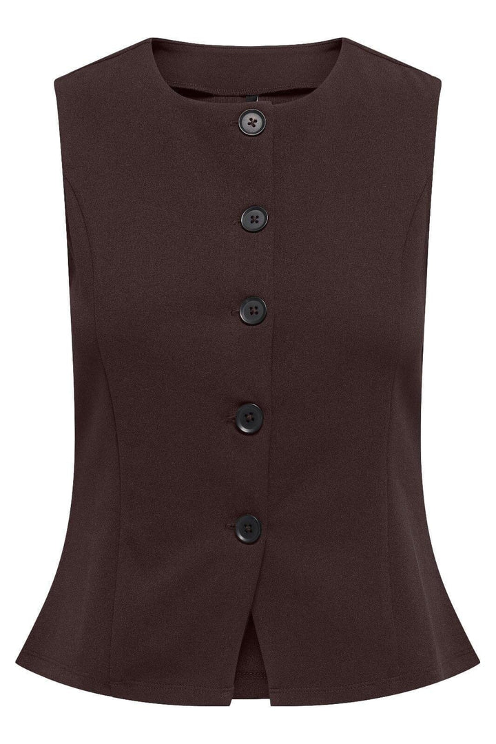 Only - Onlsania Life S/L Button Vest - 4928566 Black Coffee Veste 