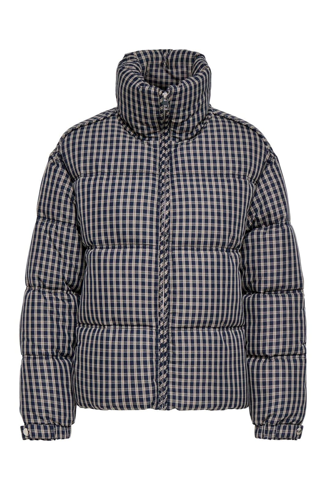 Only - Onlserena Check Puffer Jacket - 5165368 Chipmunk Blue And Off White Check