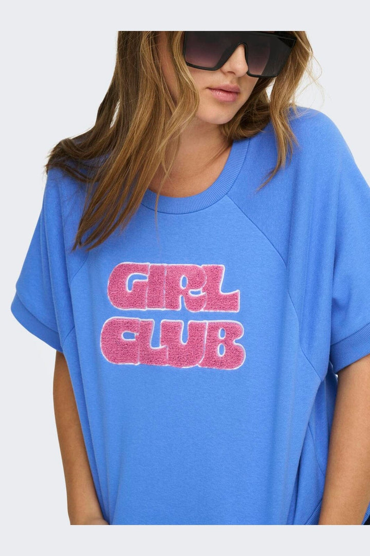 Only - Onlsina S/S O-Neck Terry Emb Swt - 5028261 Ultramarine Girl Club