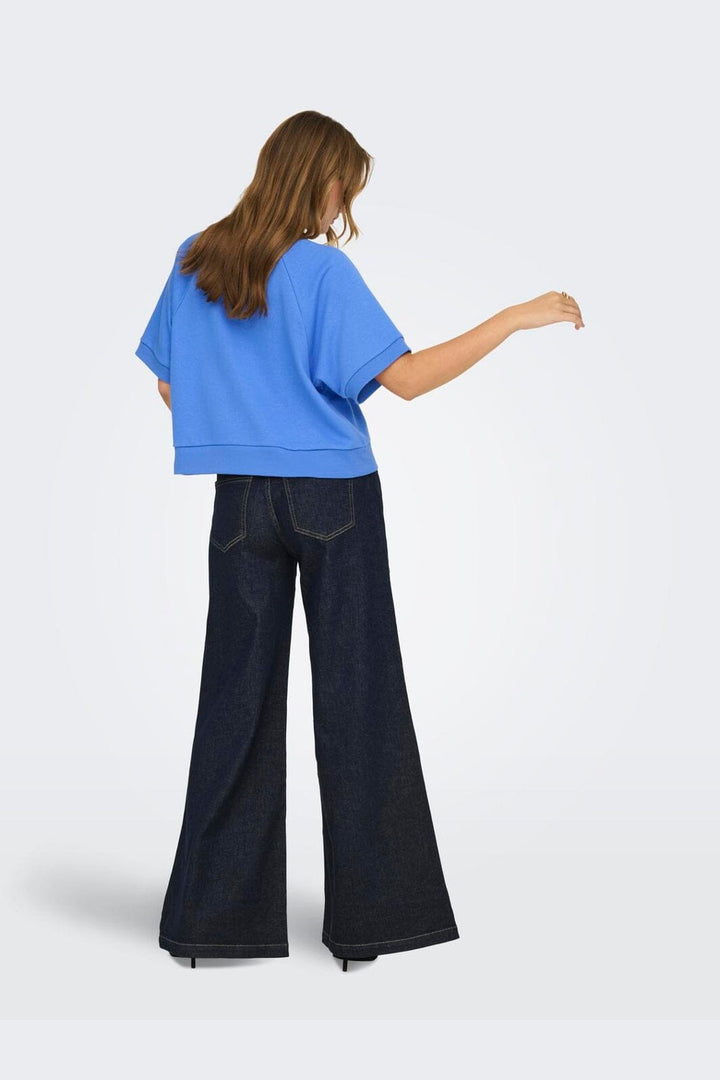 Only - Onlsina S/S O-Neck Terry Emb Swt - 5028261 Ultramarine Girl Club