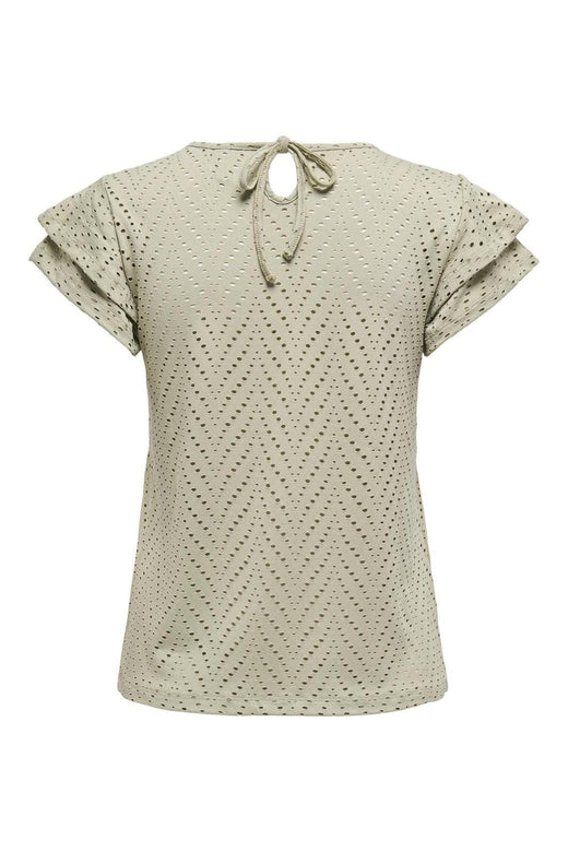 Only - Onlsmilla S/S O-Neck Frill Top - 4767017 Elm Boho
