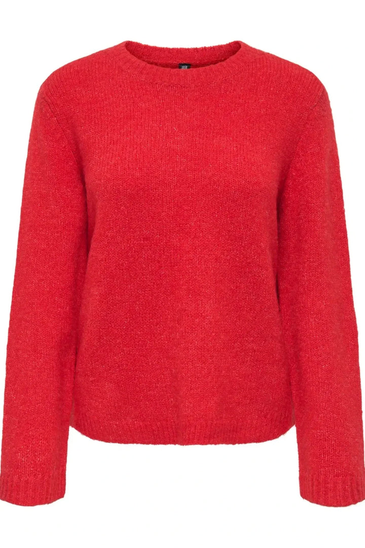 Only - Onlsophie Ls O-Neck Bf Knt - 5184558 Barbados Cherry Melange Strikbluser 