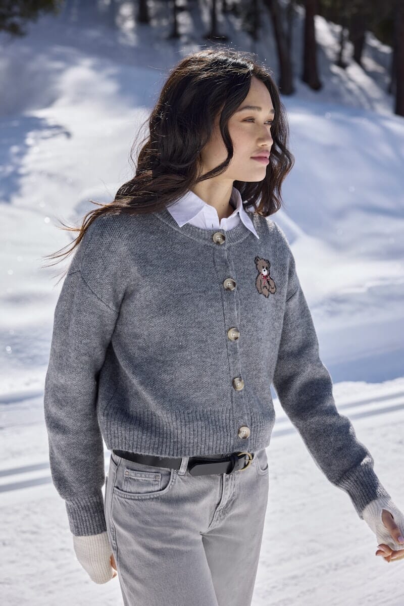 Only - Onlteddy Ls Cardigan Knt - 4882989 Medium Grey Melange Teddy Cardigans 