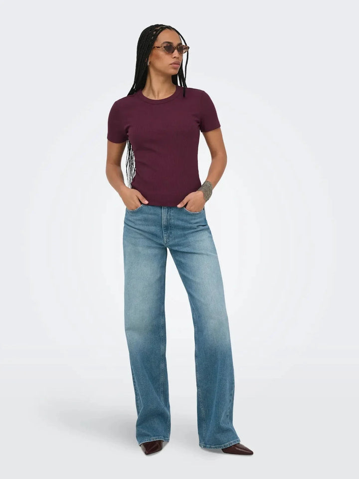 Only - Onlval S/S O-Neck Top - 5051287 Fig T-shirts 