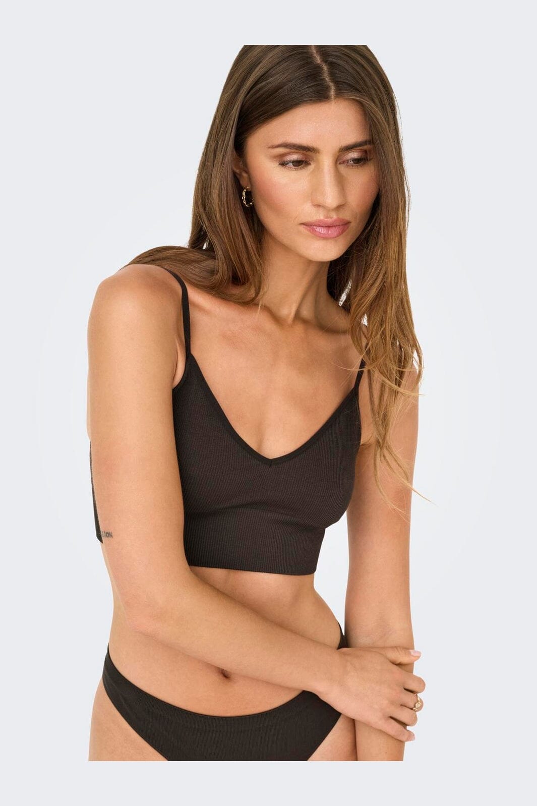 Only - Onlvicky Rib Seamless Vneck Top Acc - 4819326 Seal Brown