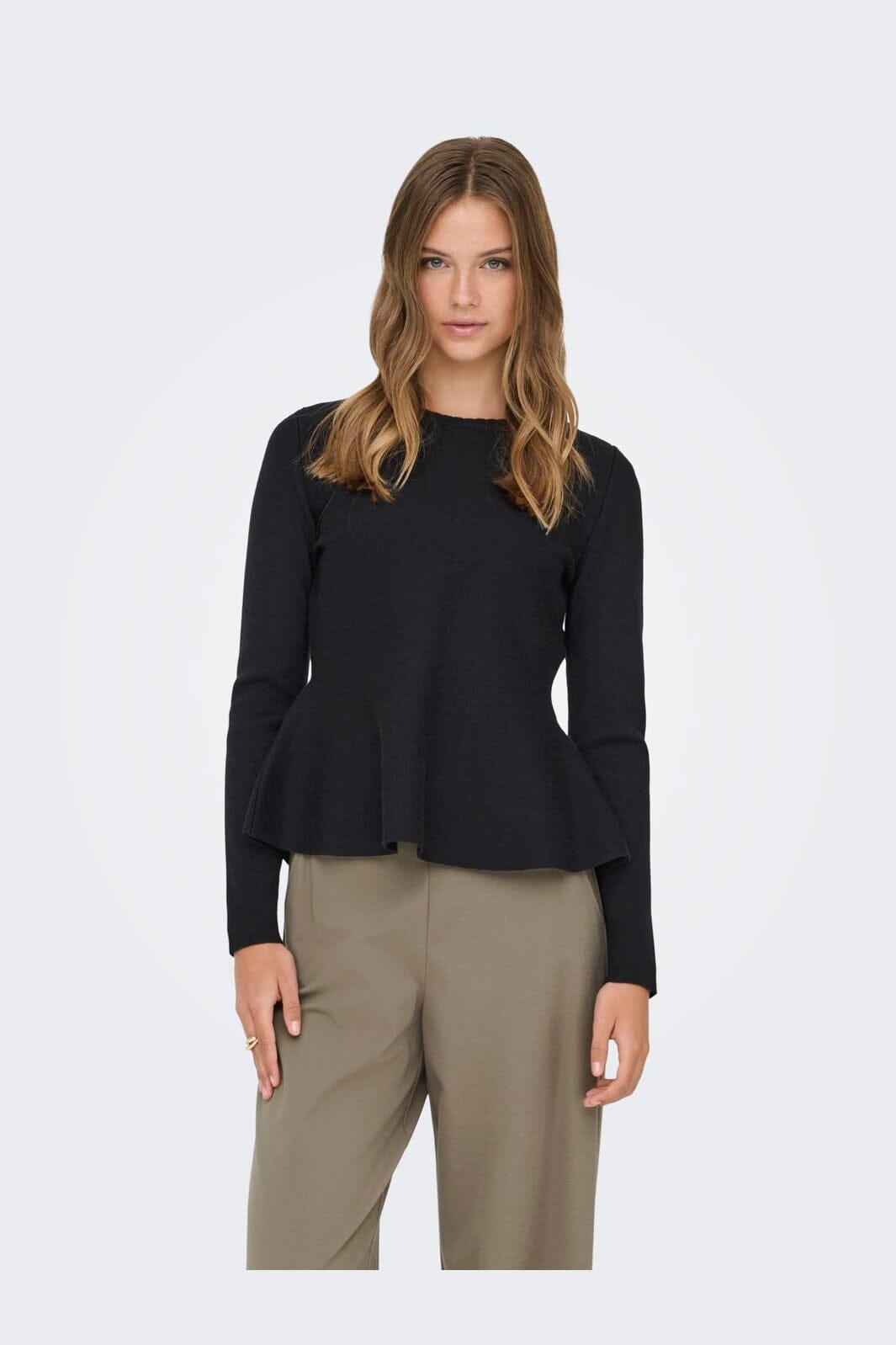 Only - Onlvilda Ls Peplum O-Neck Knt - 5026293 Black