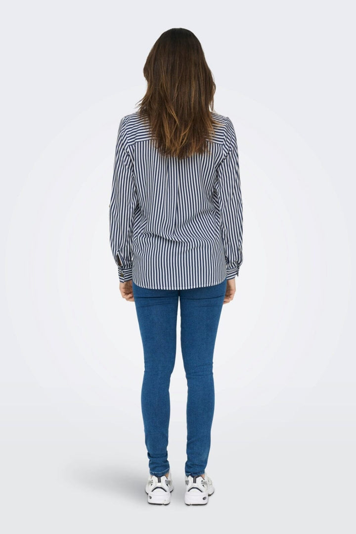 Only - Onlyasmin Shirt L/S - 4117155 Peacoat WHITE Skjorter 