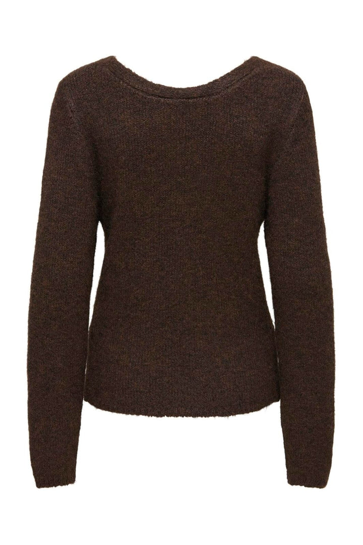 Only - Onlzaggie Life Ls V-Neck Reversib Knt - 5046801 Seal Brown