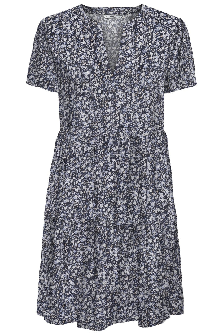 Only - Onlzally Life S/S Thea Dress 15262674 - 4800839 - Night Sky Sofia White Blue Ditsy