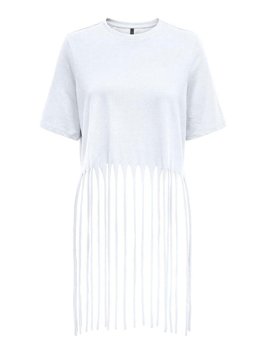 Only - Onlzinna S/S Fringe Top Box - 4832872 Bright White Wide Fringe Hem