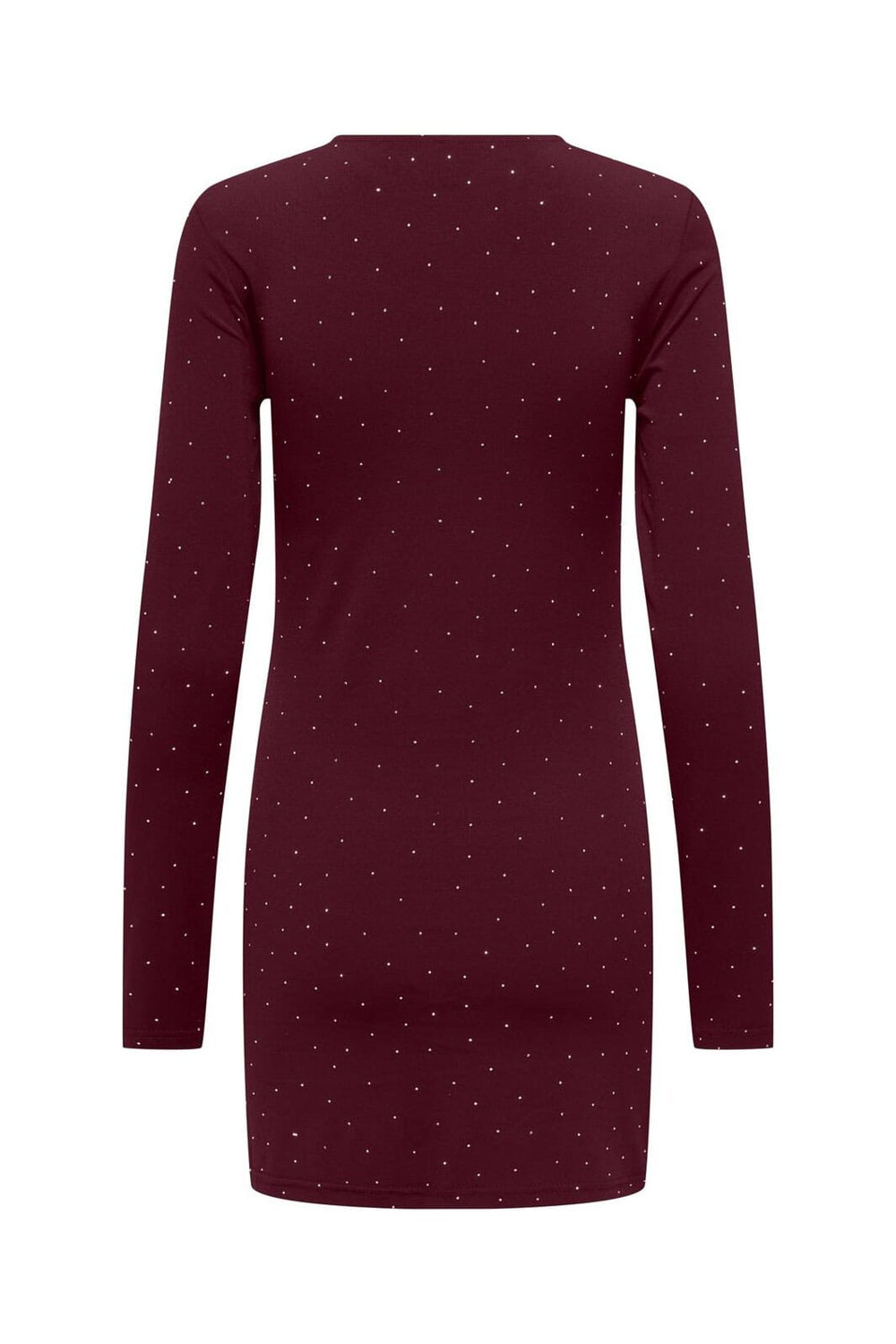 Only - Onlzita L/S O-Neck Short Dress Bf - 4929052 Cabernet Silver Rhinestones