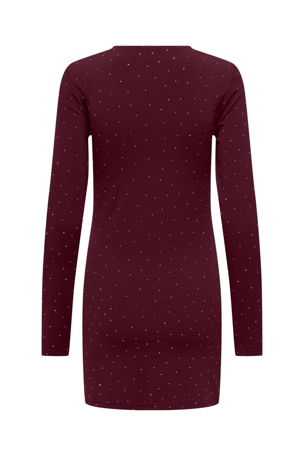 Only - Onlzita L/S O-Neck Short Dress Bf - 4929052 Cabernet Silver Rhinestones