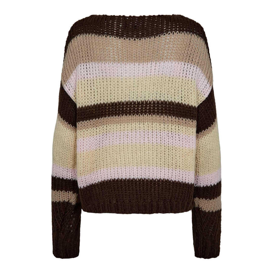 Liberte - Frodine Stripe Pullover 22261 - Choco Rose Ivory Stripe