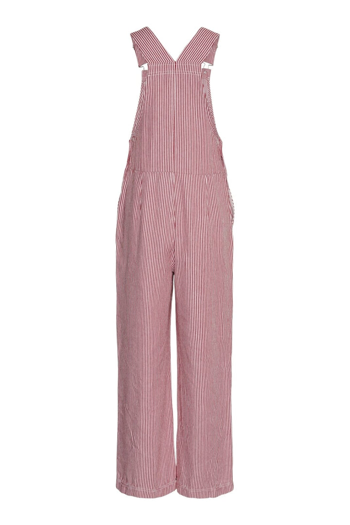 Pieces - Pcallo Dungaree Fsy - 4464989 Salsa Cloud Dancer Stripes Buksedragter 
