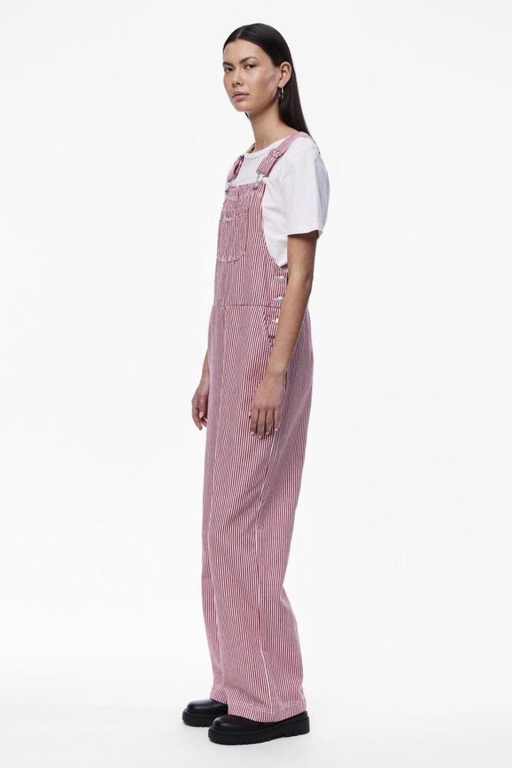 Pieces - Pcallo Dungaree Fsy - 4464989 Salsa Cloud Dancer Stripes Buksedragter 