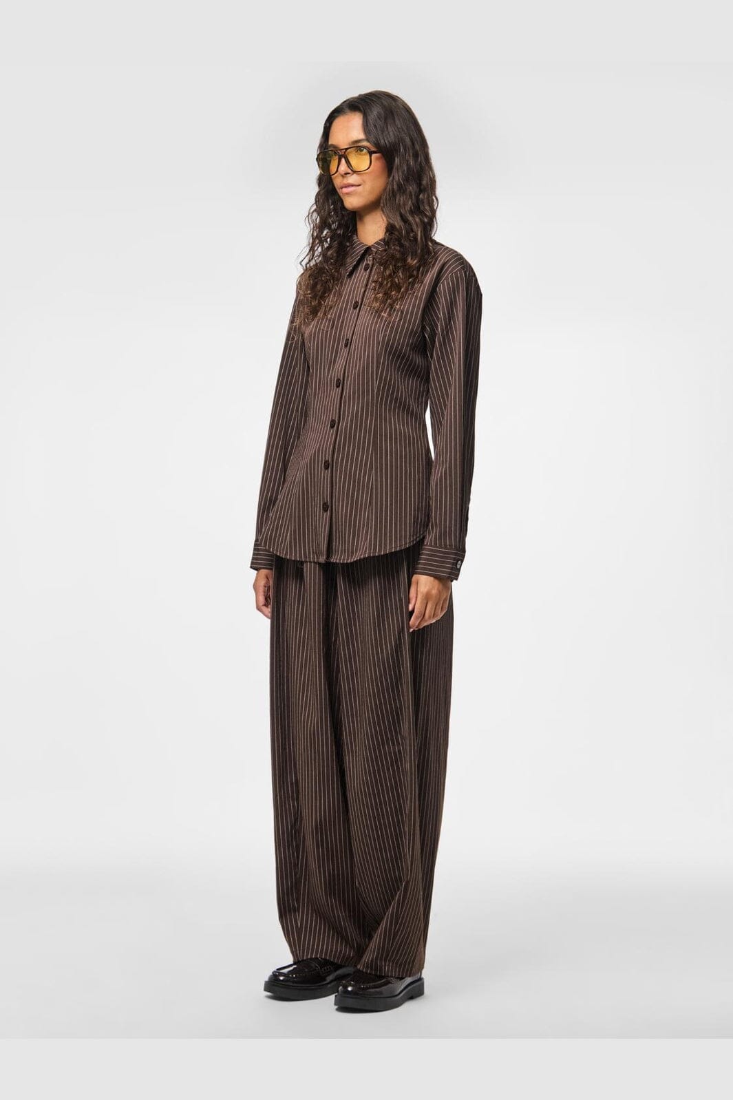 Pieces - Pcanja Barrel Pants - 5078707 Delicioso Pinstripe