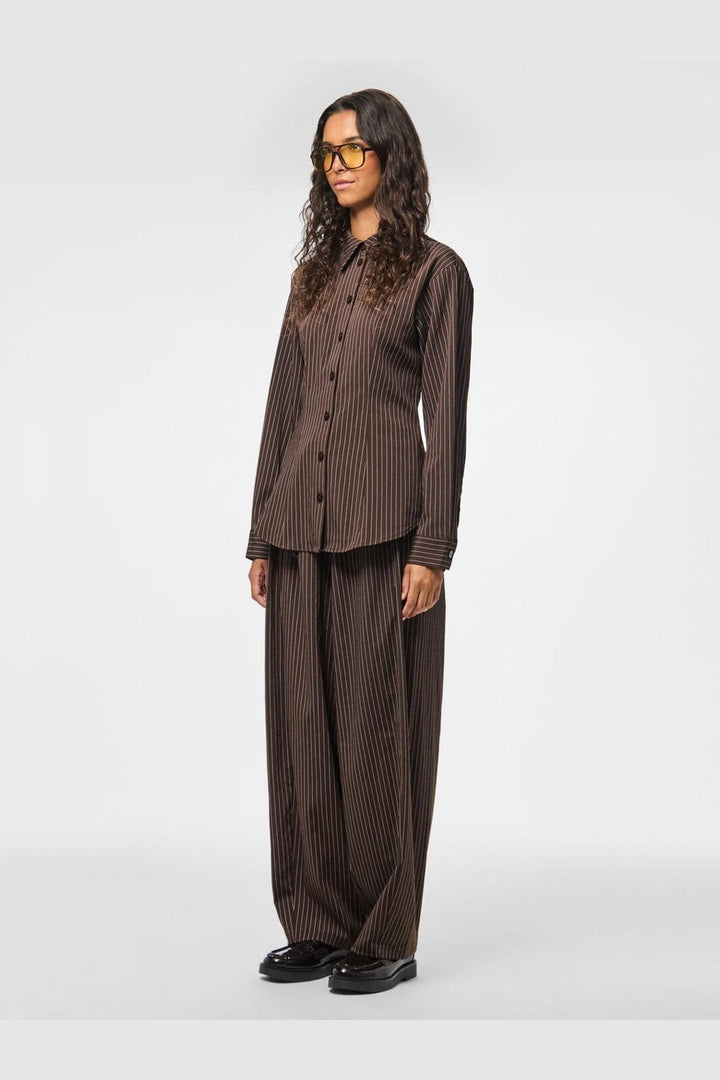 Pieces - Pcanja Barrel Pants - 5078707 Delicioso Pinstripe