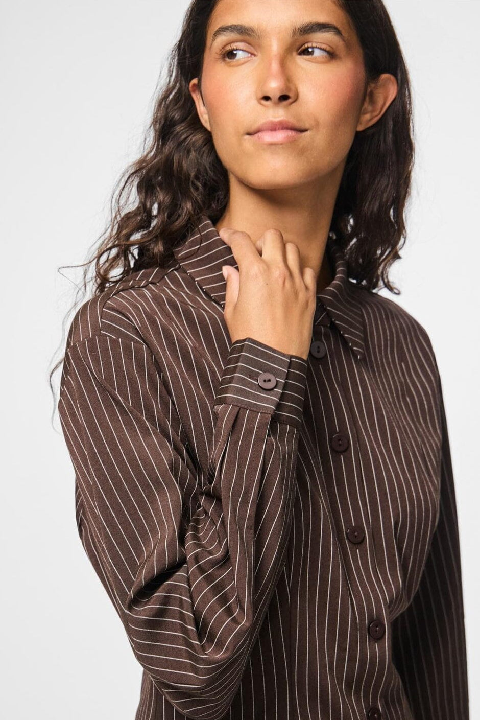 Pieces - Pcanja Ls Fitted Shirt - 5078695 Delicioso Pinstripe