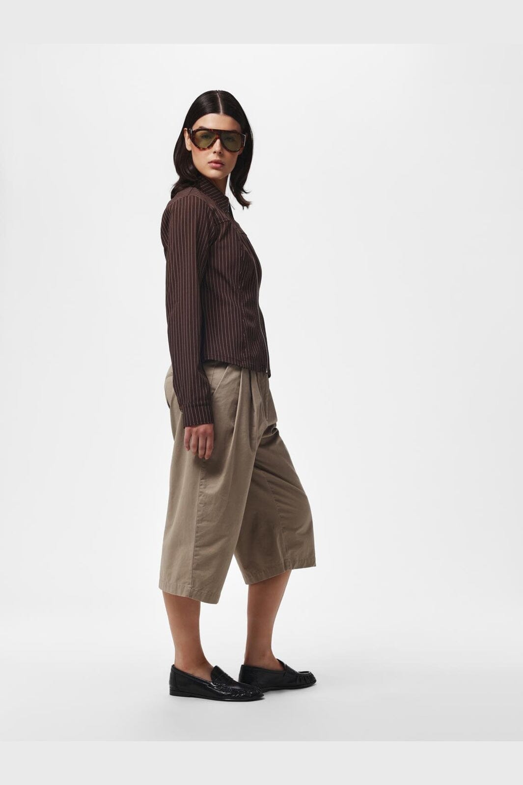 Pieces - Pcanja Ls Zip Shirt - 5200653 Delicioso Pinstripes