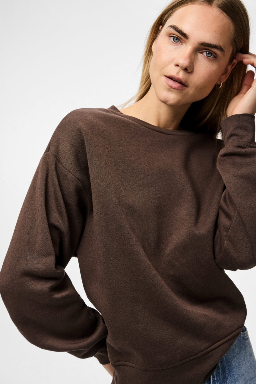 Pieces - Pcchilli Ls Loose Sweat - 4802394 Hot Fudge