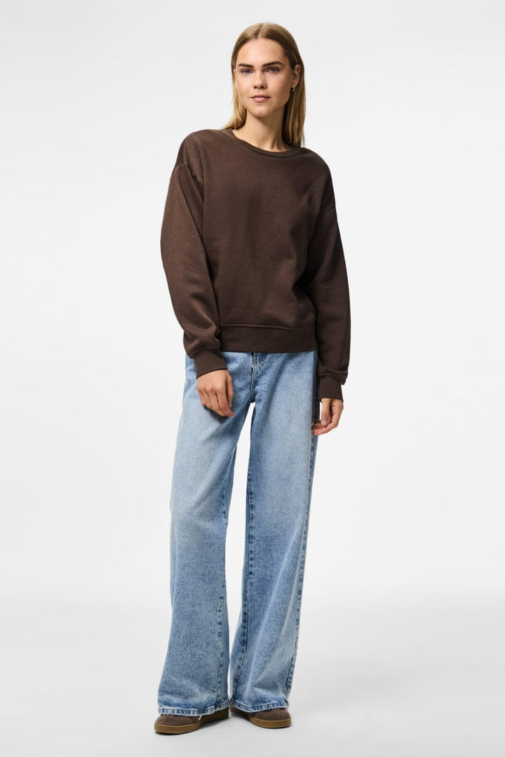 Pieces - Pcchilli Ls Loose Sweat - 4802394 Hot Fudge