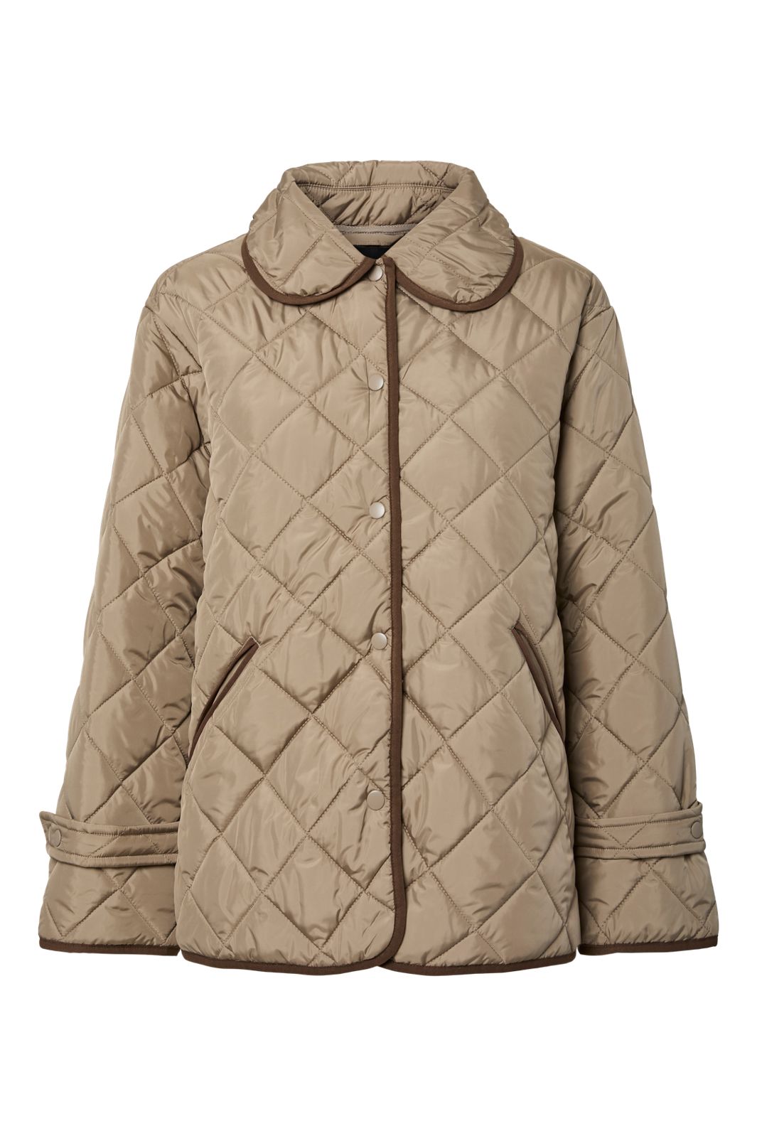 Pieces - Pcemily Short Quilted Jacket - 4911774 Greige Carafe Bindings