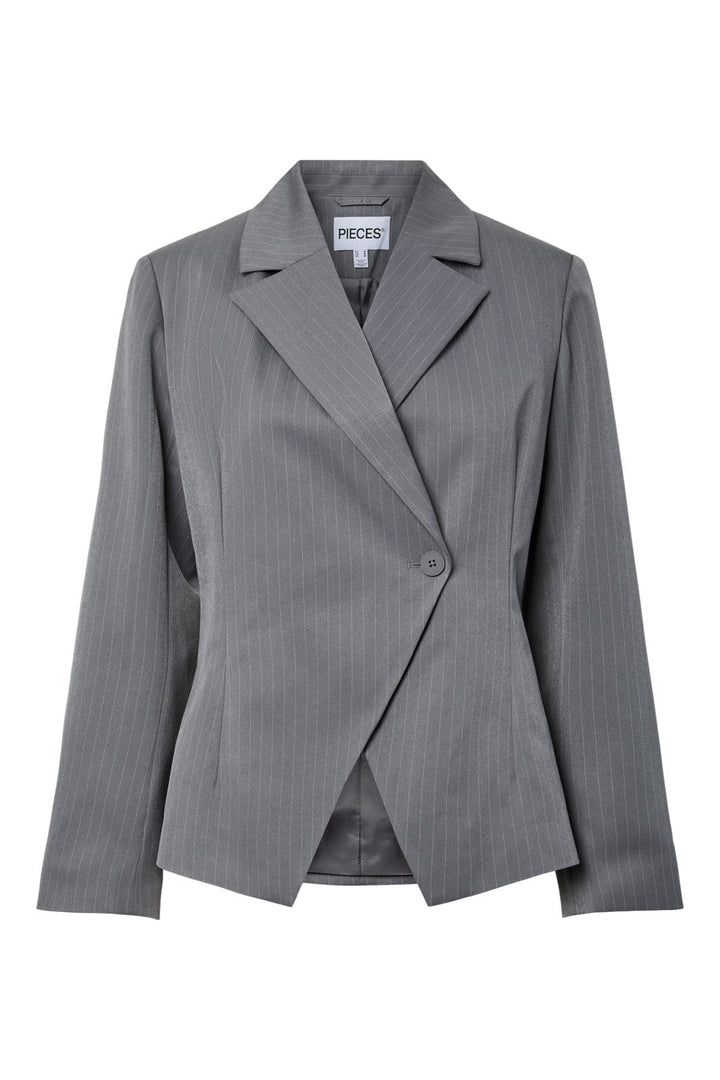 Pieces - Pcfalka Ls Fittet Pinstriped Blazer - 4983918 Grey Pinstripe