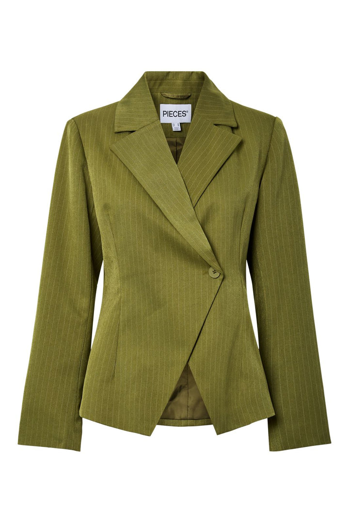 Pieces - Pcfalka Ls Fittet Pinstriped Blazer - 4985125 Sphagnum Pinstripe