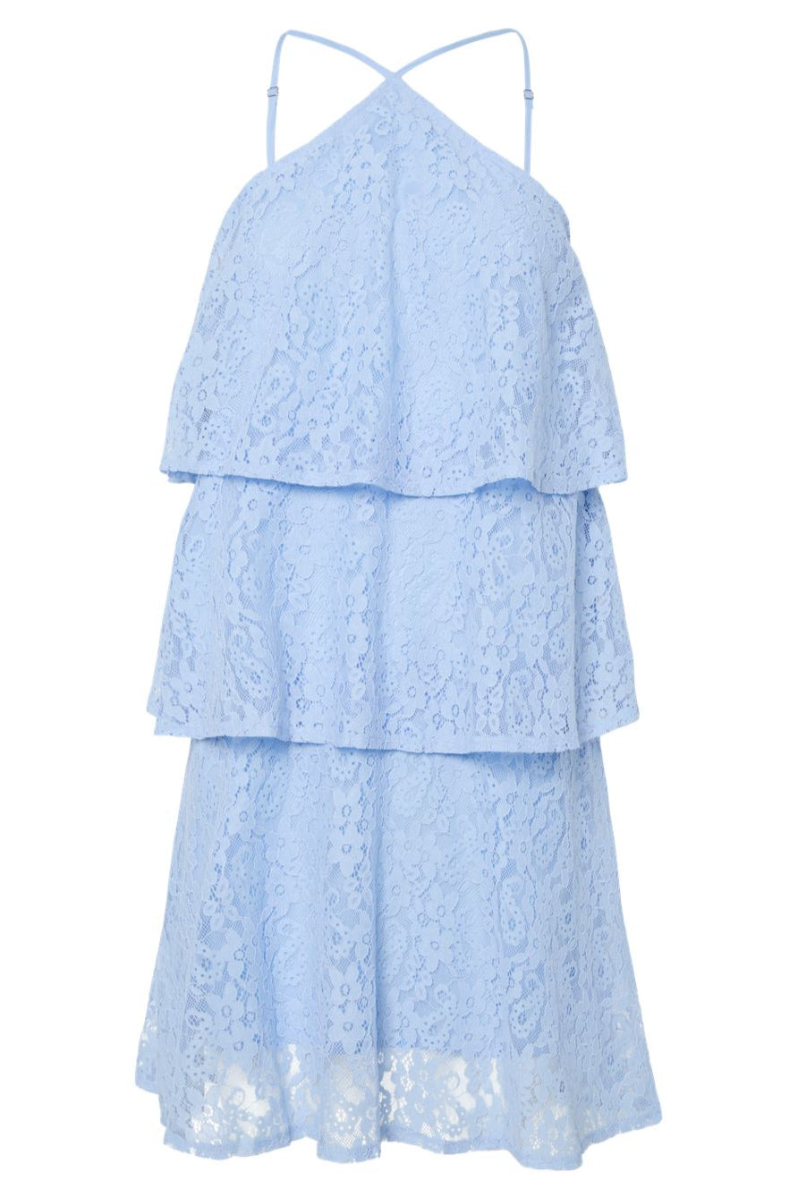 Pieces - Pcfenda Sl Short Lace Dress Fsy - 4912543 Cashmere Blue