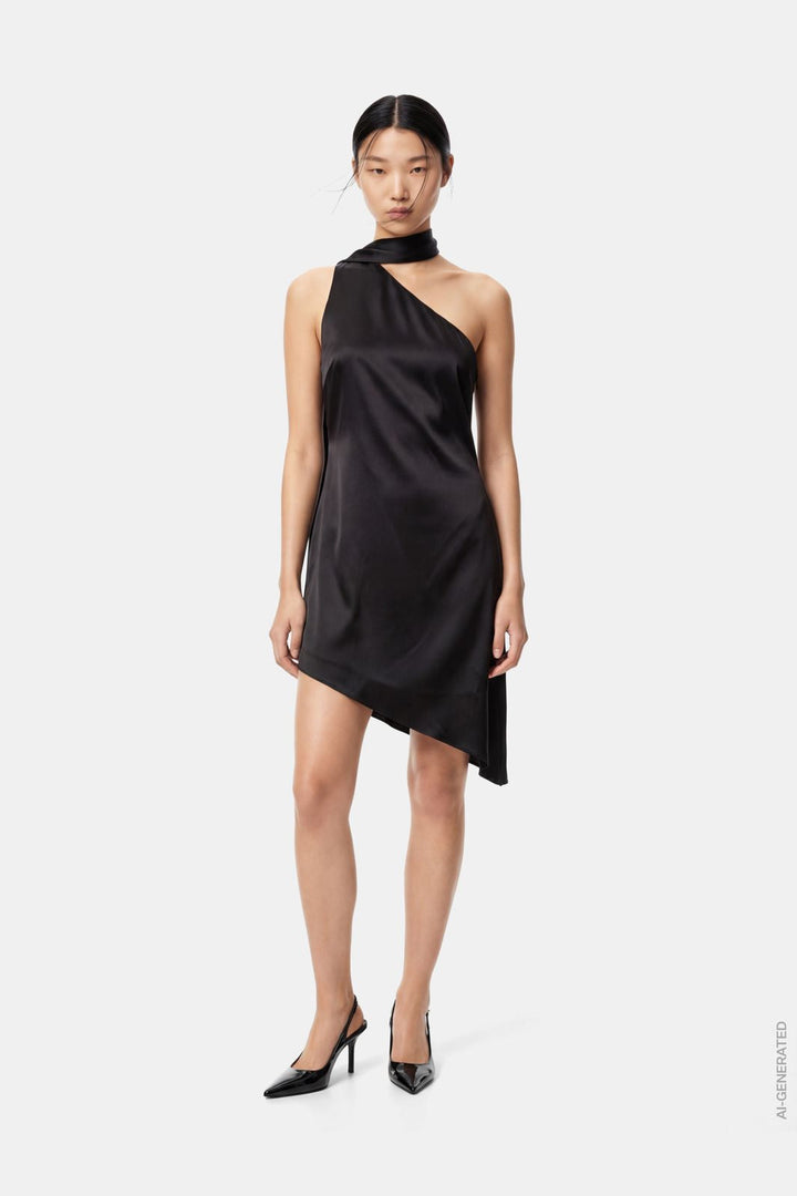Pieces - Pcfesta Sl Satin Dress - 5127994 Black